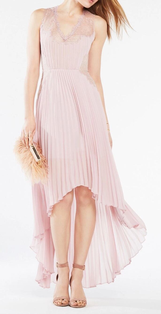 BCBGMAXAZRIA LAVENDER ANGELEA PLEATED HIGH LOW DRESS Size 2